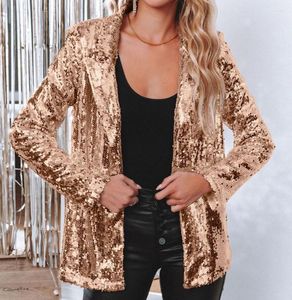 Kvinnors jackor 2023 Autumn Winter Spring Fashion Casual Jacket Beaded Top Sequin Långärmning Temperament Suit Kåpa Kvinnlig elegant