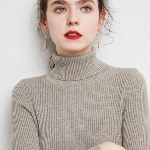 Women's Sweaters 23 Autumn/Winter High Turnover Neck Sweater For Women Bottom Shirt Stripe Knitting Commuter