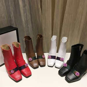 Designer-Luxus-Cowboystiefel für Damen, hohe Stiefel, Schuhe, Stil, cooles Mädchen, braune Lederstiefel, Cowgirl-Stiefel, runde Zehenpartie, klobiger Absatz, Martin-Stiefel, hohe Version, Größe 35–41