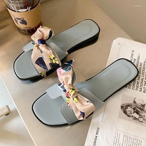 Slippers Summer Women Bow Flats повседневная обувь 2023 Slingback Sandals Riband Flip Flops Дизайнерские дамы дома без скольжения