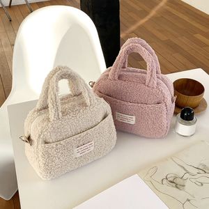 Akşam çantası peluş hobo çanta ile fermuarlı crossbody yumuşak kabarık çantalı düz renkli kadın kış gün 230831