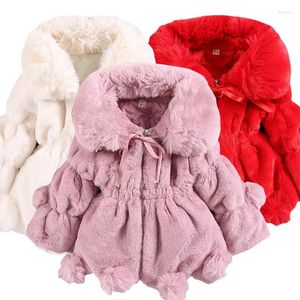 Jaquetas 2-8 anos bonito pelúcia manter quente inverno meninas jaqueta forro orelha decoração com capuz outerwear para criança crianças