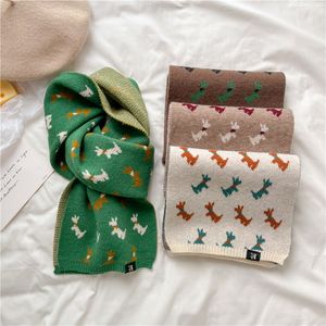 Scarves Fashion Warm Neck Tie Kintted Scarf for Women Design Animals Print Winter Neckerchief Female Woolen Yarn Skinny Cashmere Scarves 230831