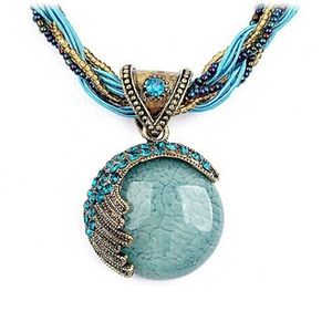 Pendant Necklaces Bohemian Statement Beaded Vintage Jewelry Turquoise natural stone Necklace for Women Pendent Collar 230831