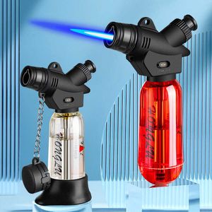 New Small Torch Welding Gun Lighter Jet Inflated No Gas Butane Lighters Transparent Tank Household Kitchen Fire Starter MLZR