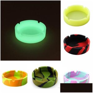 Sile Soft Round Ashtray Ash Tray Holder Luminous Portable Anti-ScaldingタバコMticolor Eco-FrendlyDLH006ドロップ配信