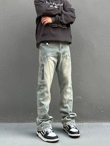 Jeans da uomo Jeans vintage americani lavati blu a vita alta Pantaloni larghi da strada larghi a gamba larga Pantaloni stile hip-hop da uomo Y2k stile Harajuku 230830