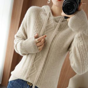 Kvinnors tröjor överdimensionerade kashmirtröja Kvinnor huvtröjor stickade pullover vinter varma toppar långärmad eleganta modekläder 2023 lös
