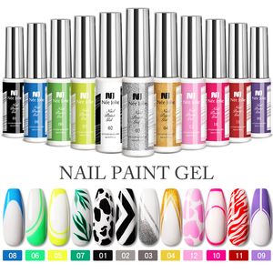 Set di smalti per gel per unghie in 12 colori Set di smalti per unghie in gel per pittura a colori 3D Smalto per unghie in gel UV / LED gel per unghie gel per aggancio colla smalto gel a lunga durata