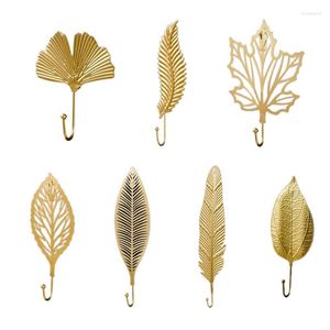 Ganci Squisita parete dorata Decorativa Foglia di lusso Bellissimo gancio in ferro per l'organizzazione della stanza Appendiabiti Decorazione per l'ingresso