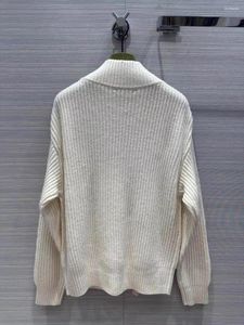 Women's Sweaters 23 PRE Autumn Temperament V-Neck Loose Woven Lace Up Cashmere Sweater