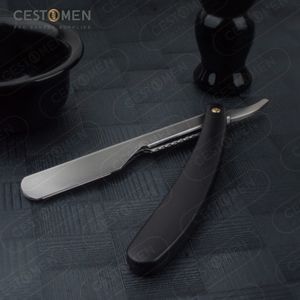 Dobrável durável plástico preto lidar com única lâmina de segurança navalha clássico slide para fora navalha reta barbeiro profissional
