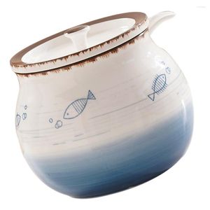 Conjuntos de louça cerâmica banha jarra tempero condimento frascos saleiro tigela vasilha cerâmica açúcar cozinha especiarias