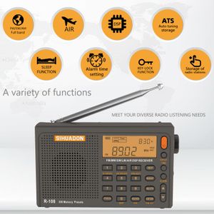 Digital Portable Radio, SIHUADON R108 FM Stereo AM SW Air Receiver, Alarm Clock, Temperature Display, Speaker