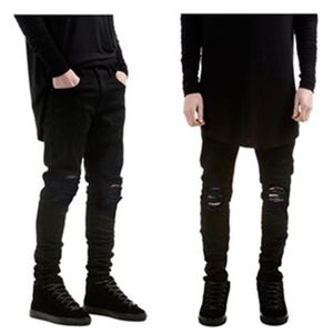 summer style Mens Destroyed Denim Jeans slim hole black strech ripped jeans for men casual skinny fashion pants designer jean297V