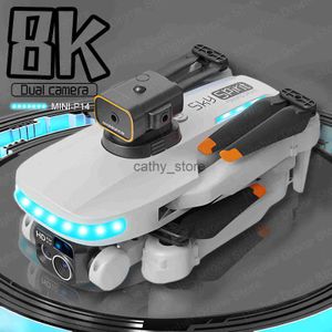 Simulators New P14 Mini Drone 4k Profesional 8K HD Camera Obstacle Avoidance Aerial Photography Optical flow Foldable Quadcopter Gifts Toys x0831