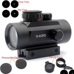 Outros Acessórios Táticos Holográfico 1X40 Sight Scope Red Green Dot / Cross View Riflescope Hunting com 11 20mm Rail Mount Drop Del Dhdk9