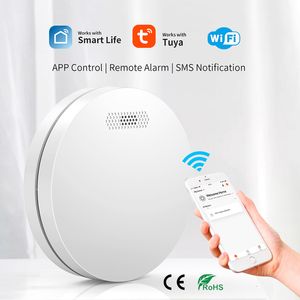 Outros acessórios de alarme Versão WiFi super fina Tuya Smart Life Detector de fumaça de segurança doméstica Sensor Instrumento de som padrão Dispositivo de alerta de incêndio 230830