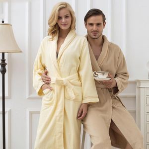 Women's Sleepwear Bathrobe Long Soft Warm Solid Color Bride Robe Full Sleeve Cotton Sleep Lounge Robes Kimono Bath