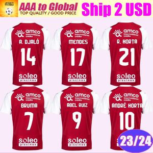 23 24 SC Braga Mens Soccer Jerseys BRUMA ABEL RUIZ ANDRE HORTA A. DJALO MENDES RONY LOPES R. HORTA PIZZI Home Red 2023 2024 Camisas de futebol