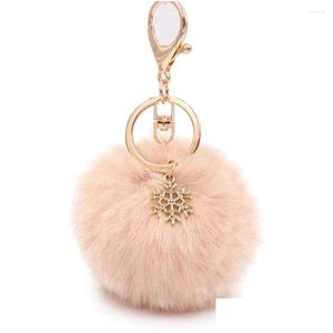 Keychains Lanyards 2023 Pom Poms Heart Faux Fur Keyholder Bag Accessory Girl Car Keyring Pendant Smycken Drop Delivery Fashion Acces DHJG7