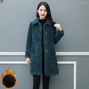 Pelliccia da donna Autunno Inverno Cappotto in pile sintetico di media lunghezza Caldo donna Lana d'agnello Addensare Cappotto Giacca da neve Casual Allentato Coreano Peluche Outwear