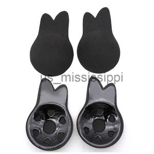 Cuscinetto per il seno Reggiseno adesivo per donna Orecchie di gatto carino Sollevamento Copricapezzoli Invisibili Pasties in silicone Nastro per il seno Senza spalline Adesivi per il petto x0831