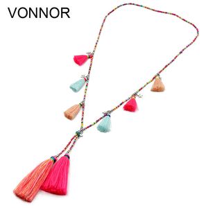 Colares Pingente VONNOR Jóias Mulheres Declaração Colar Bohemian Handmade Colorido Strand Borla Acessórios Femininos para Vestido 230831