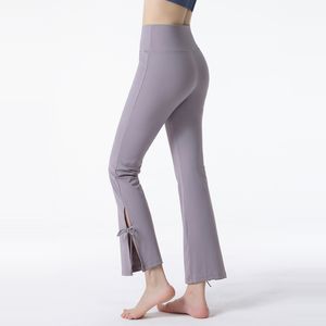 Lu mulheres flare leggings calças de grife treinar cintura alta apertado para yoga correndo fitness corredores ginásio desgaste indoor ao ar livre treino roxo