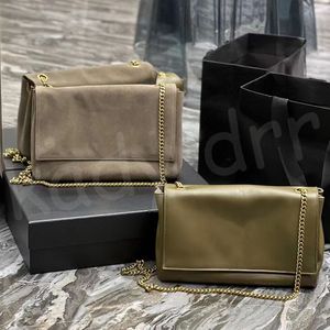 Kate Medium Reversible Chain Bag Suede Slät läder Mjuk magnetisk stängningsklaff Kvinnor axel crossbody handväska plakar designer koppling väska