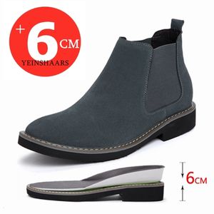 Stiefel Herren Stiefel Bequeme Aufzugsschuhe Höhe Stiefel Erhöhung Mann Erhöhung Einlegesohle 6 CM Slip-On Wildleder Stiefeletten Chelsea Stiefel 230830