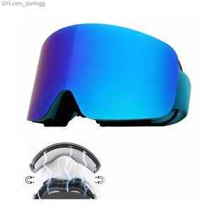 Skidglasögon Cylindrical Magnetic Ski Goggles för män Kvinnor Double Lens Anti-dimma Snow Glasses Mask Big Windproof UV Snowboard Eyewear Q230831