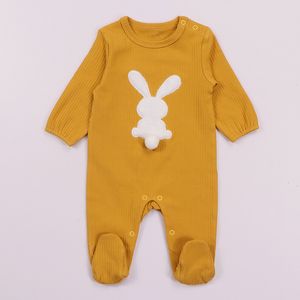 Rompers Baby Romper Pajamas Kids Clothes Lengeves Childres Baby Rabbit Ovalls Ribbed Footies Romper Moiseuncuption 230831