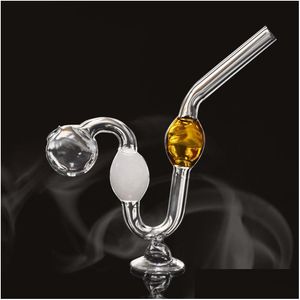 Rauchpfeifen Colorf Serpentine Ölbrenner Rohr Tragbare Glaswasserschale Dicke Pyrex Downstem Rig Runde kleiner Topf Bubbler Tabak Dhbf8