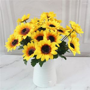Dekorative Blumen, 7 Köpfe/Zweig, künstliche Blume, Sonnenblume, Simulation Sonne, Gerbera, Gänseblümchen, Wohnzimmer, Party-Dekoration, Schieß-Requisite
