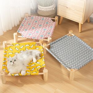 犬小屋ペン猫ベッドソリッドウッドマーチングベッドモイスチャー猫巣取り外し可能な洗える猫ハンモックのために高くなった小型犬のペット供給230831