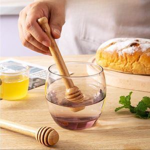 Wooden Honey Spoon Cute Honey Dipper Sticks Beech Wood Spoon Honey Syrup Serving Stick for Honey Jar Kitchen Tableware Q549