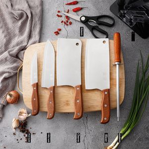 Kuchnia F718 Drewniana rączka Zestaw noża ze stali nierdzewnej Nóż domowy zestaw upominkowy nóż kuchenny nóż wielofunkcyjny nóż kuchenny