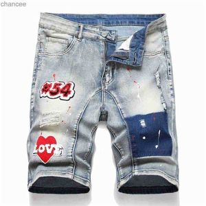 Jeans corti strappati da uomo Graffiti 2023 Estate Nuova moda Casual Slim Big Hole Stile retrò Pantaloncini di jeans Maschili Abiti di marca LST230831