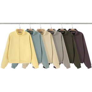 Autumn Solid Color Hoody Pullover Sweatshirts Loose Long Aleeve Hooded Jumper Mens Kläder Cotton Essent Full Zipper Hoodie Fog Man Cardigan