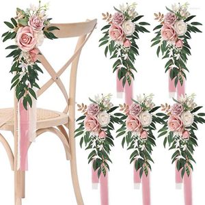Flores decorativas cadeira de casamento decoração de flores arranjo artificial para corredor traseiro banco decoração de casa