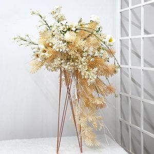 Fiori decorativi 6 forchette Mimosa Simulazione Pianta Matrimonio Soffitto Appeso Composizione floreale Plastica artificiale