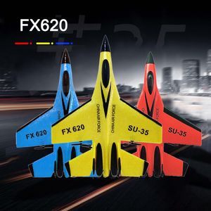 Flygplan Modle RC Plane SU35 2.4G Aircraft Remote Control Flying Model Glider Airplane Foam SU-35 med LED Outdoor Toy Children Kid Boy Gift 230830