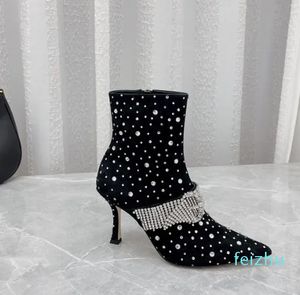 Woman Ankle Boots Pointed toe Stiletto heels 's lwomen's luxury designer Leather sole Booties Dress Evening shoes factory footwear Size 34-40