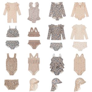 Clothing Sets 2023 Summer Baby Girl KS Swimsuits Kids Floral Swimwear Sets Holiday Outwear Toddler Girl Print Swim Bikini Shorts Cap 230830