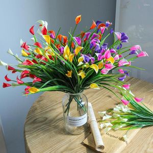 Dekoratif Çiçekler 34cm Yapay Bitki Buket Calla Lily Kapalı Ev Dekoru Bahçesi Düğün Dekorasyonu Açık Çiçek Düzenleme