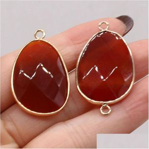 Charms Natural Semi-Precious Stone Pendant Connector Red Agate Diy Jewelry Making Necklace Bracelet Gift Drop Delivery Findings Compon Dhqsr