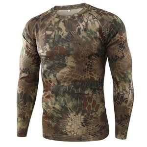 メンズTシャツ夏のクイック乾燥カモフラージュTシャツ通気性長袖の軍用屋外狩猟ハイキングキャンプシャツ230830