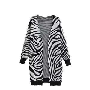 Women's Sweaters UNIZERA 2023 Summer Wear European and American Style French Small Zebra Pattern Loose Medium Length Cardigan Long Sl 230831