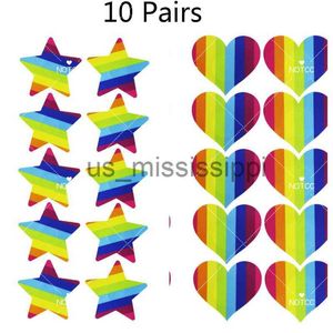 Breast Pad NOTCC 10 Pairs Rainbow Star Nipple Covers Women Sexy Adhesive Egirl Y2K Nipple Pasties Disposable Wholesale x0831